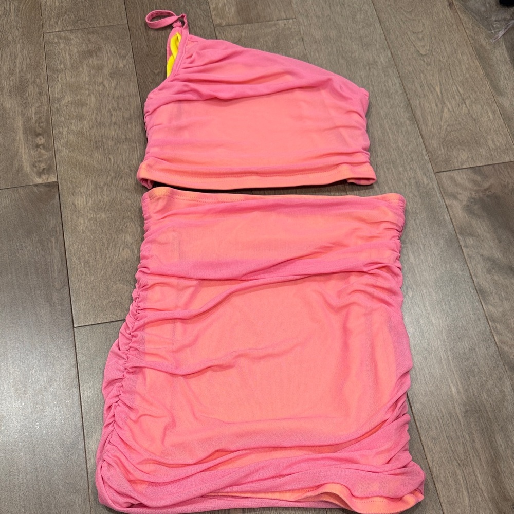 Vibrant Pink Two-Piece Top & Skirt